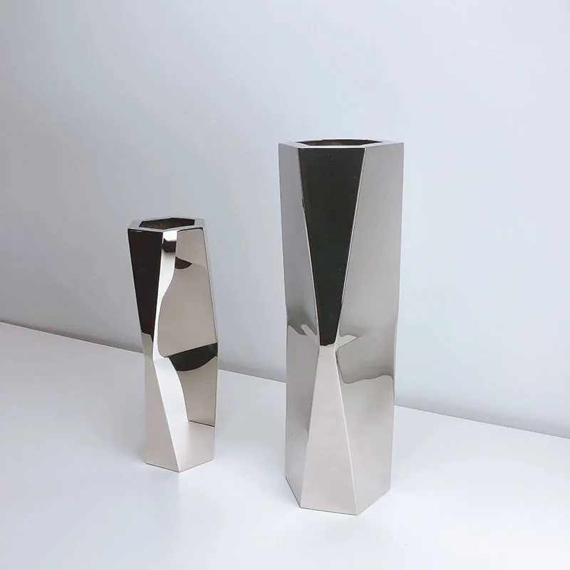 Modern light luxury vase ornament Nordic large vase home flower arrangement metal living room entrance study decoration