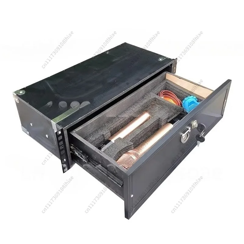 19 Inch 2U Drawer with Lock, Suitable for ABS Air Case, Microphone Cabinet 3U Solid Wood Microphone Receiver, Engineering Case