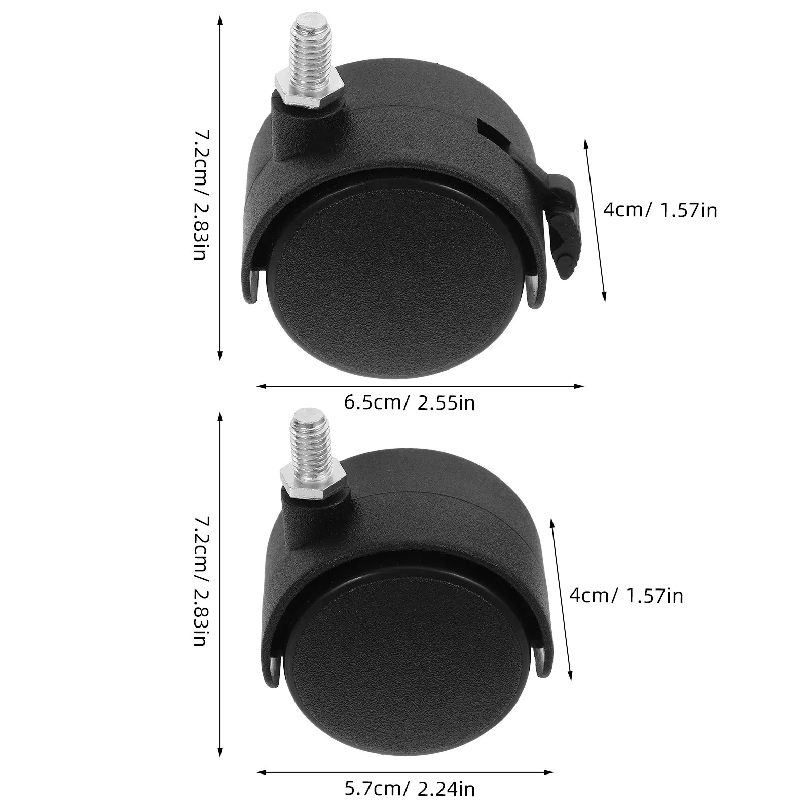 4Pcs Compact Desk Chair Caster Wheels Replacement for Office Gaming Computer Chairs Heavy Duty PP Material Silent Smooth
