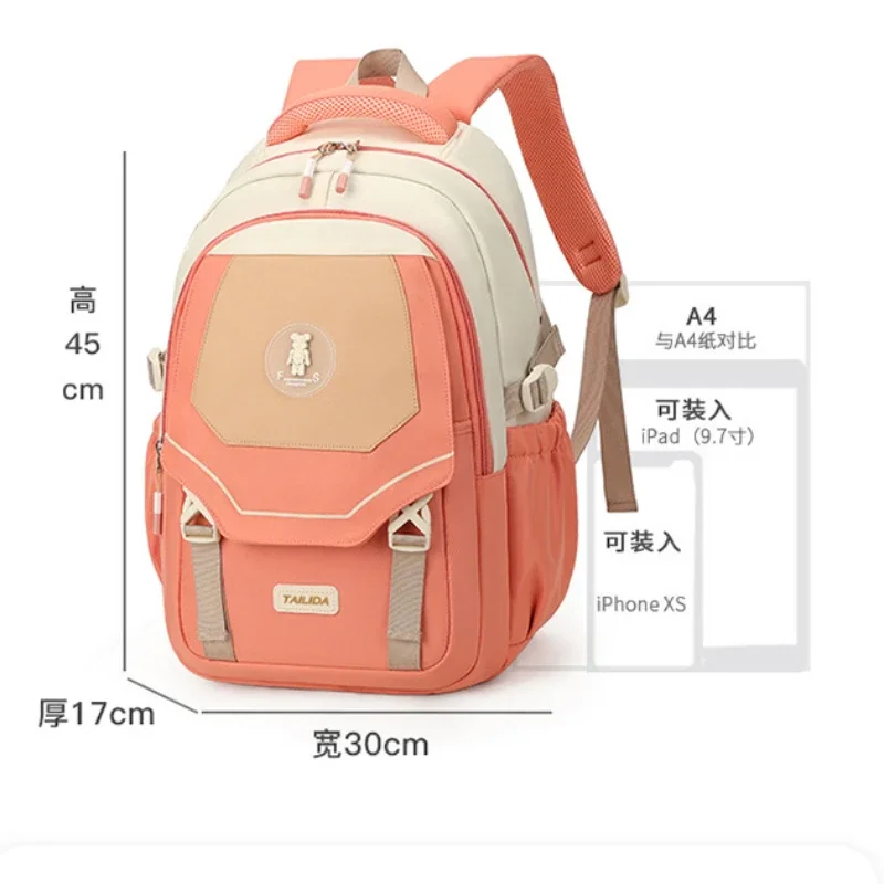 Elementary Middle School Mochila Youth Girls Bookbag Schoolbag for Teenage Travel Backpack Can be Put on Trolley Case