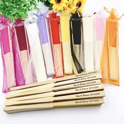 Abanico de seda hecho a mano personalizado para boda, regalo de boda, regalos de abanico de mano personalizados con bolsa de organza, abanicos para boda, 20/80 Uds.