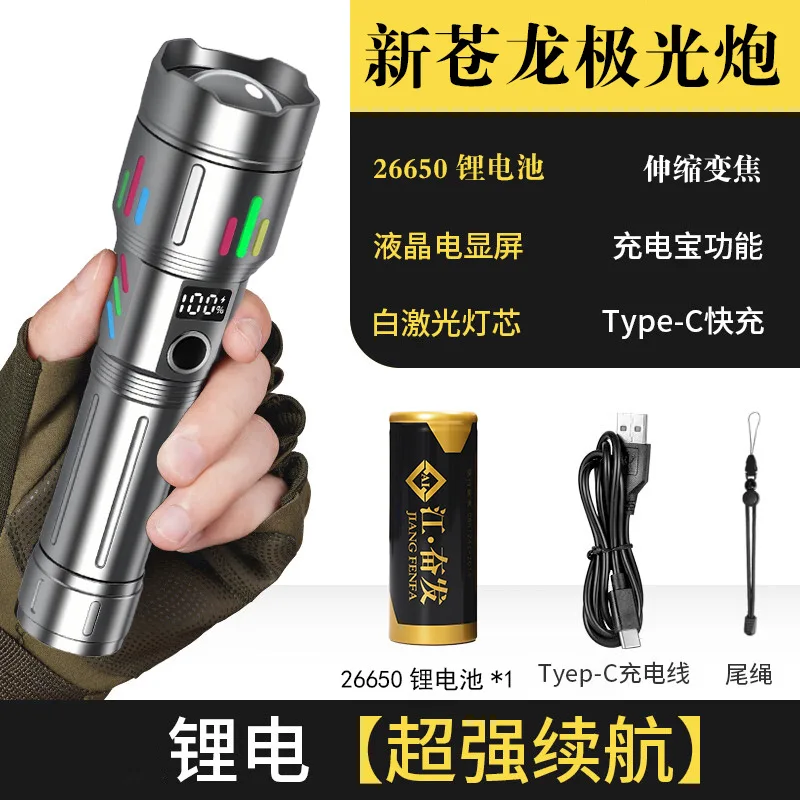 Nouveau Canglong canon Laser haute luminosité lampe de poche poche Rechargeable Zoom Portable maison extérieure longue portée longue batterie Li