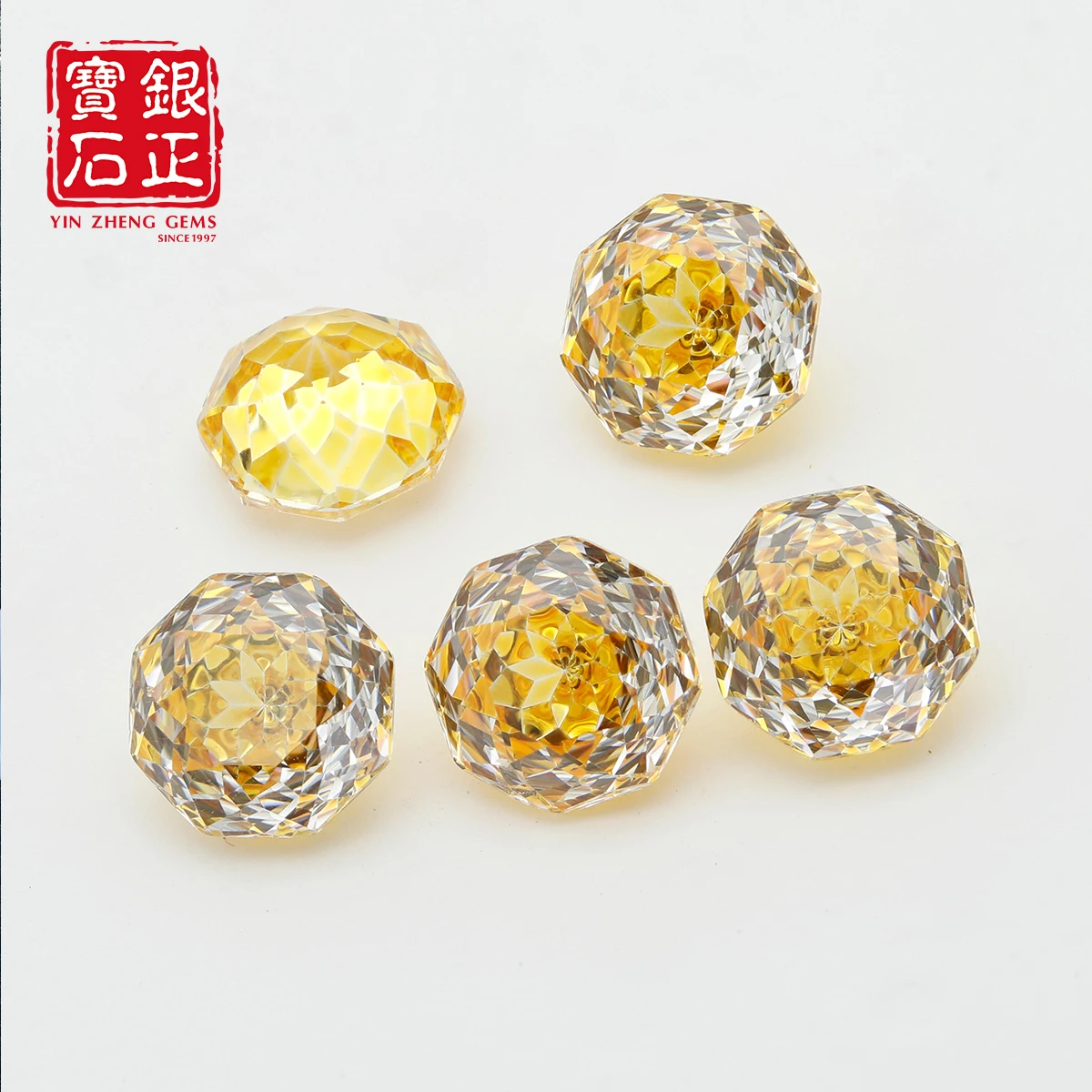 Special 5A Grade Sunlit Gold Cubic Zirconia Loose Gemstone Millennium Rose Cut Lab Grown CZ For Earrings Pendant Jewelry Making