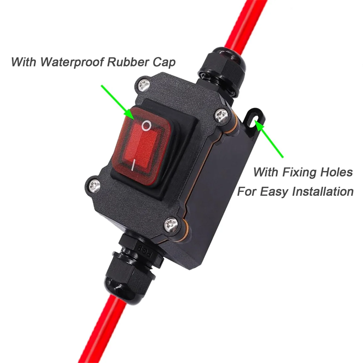 BABQ DC12V Inline Wire Switch DC12-24V DPST Dual Side Wiring Switch 25A IP67 with on/Off Quick Connect/Disconnect Switch