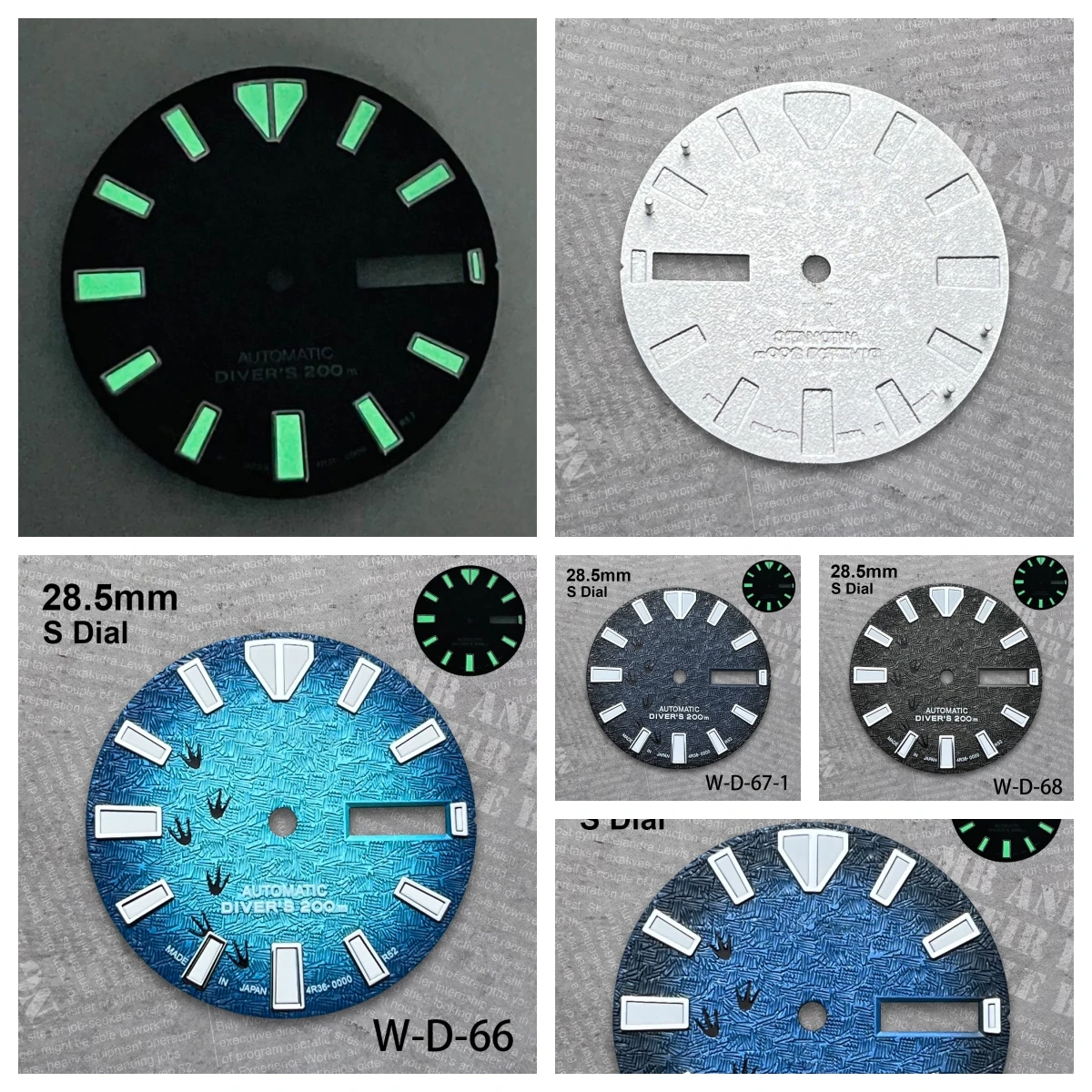 

28.5 mm S Logo Dial Suitable For NH36/4R36 Japan Movement Green Luminous Footprints Dual Calendar Watch Modification Accessories