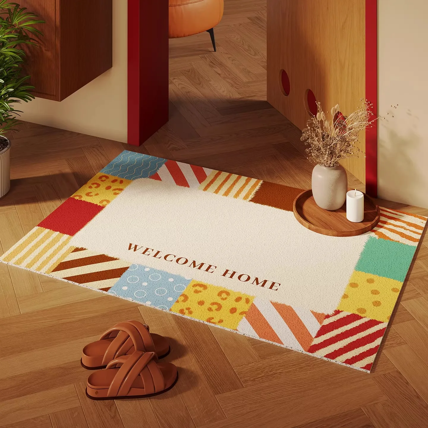 

American Retro Entrance Door Mat PVC Non-slip Wear-resistant Doormat Dirty Resistant Easy Clean Carpet 러그 Tapete Entrada De Casa