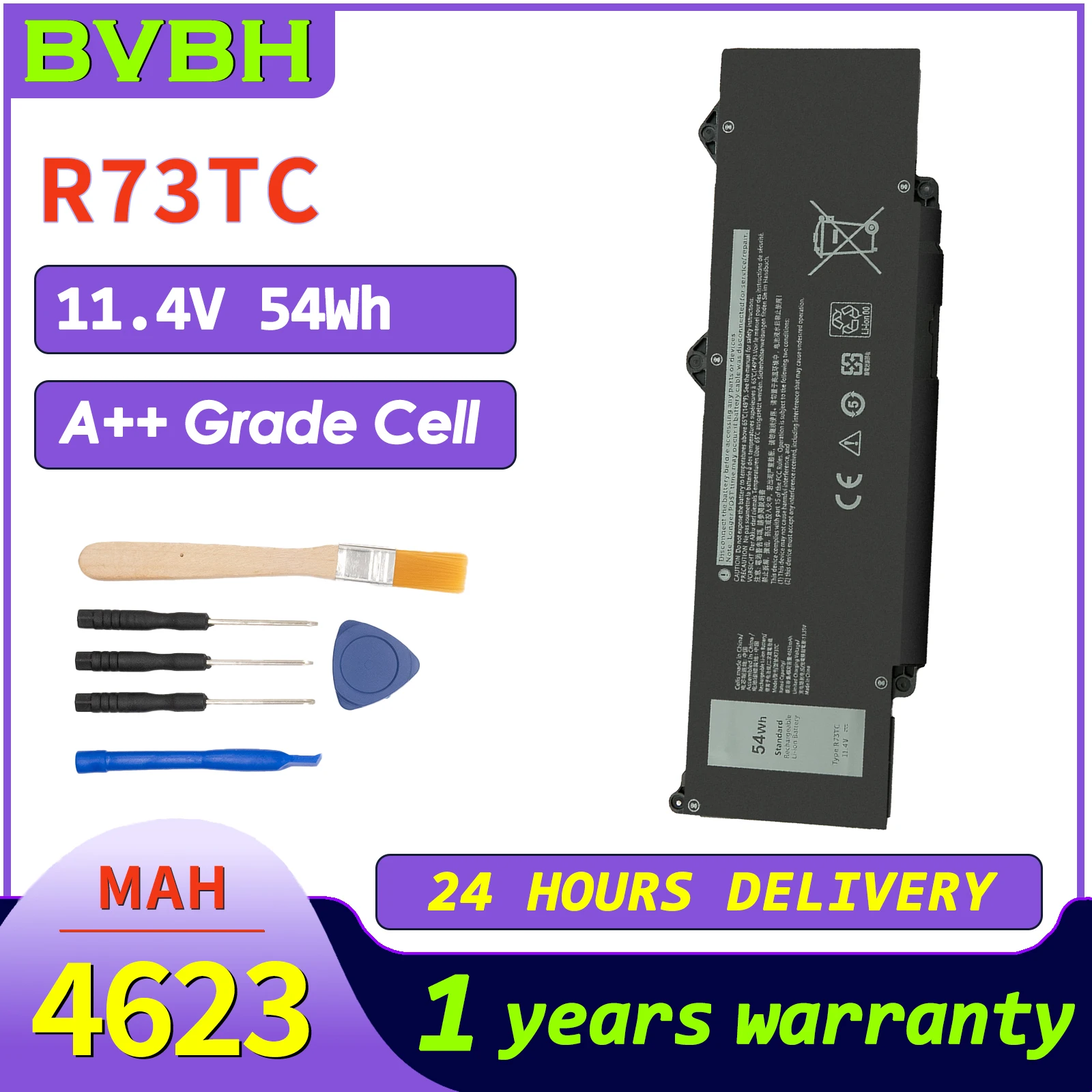 

Оригинальный аккумулятор BVbh R73TC R73TC, JTG7N KDM9P, GTG7N 54 Втч для Dell Latitude 3340, 3440 Precision 3480, 3580 2-в-1