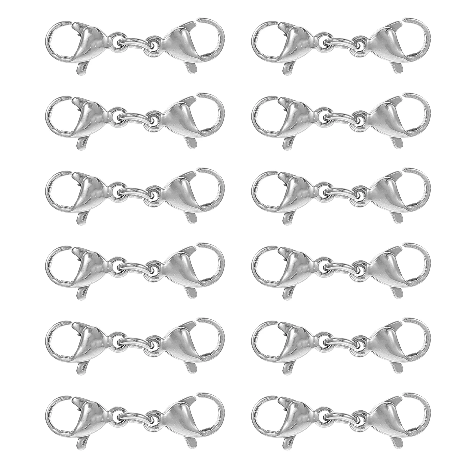 

25 PCS Extender Chain Lobster Clasp Hook Bag Buckle up Double-end Connector Connection Bracelet Stainless Steel Clasps Claw