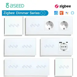 BSEED Zigbee Dimmer Switches Tuya APP Control Smart Dimmable Series White Glass Support Google Smart Life LED Dimmer Switches