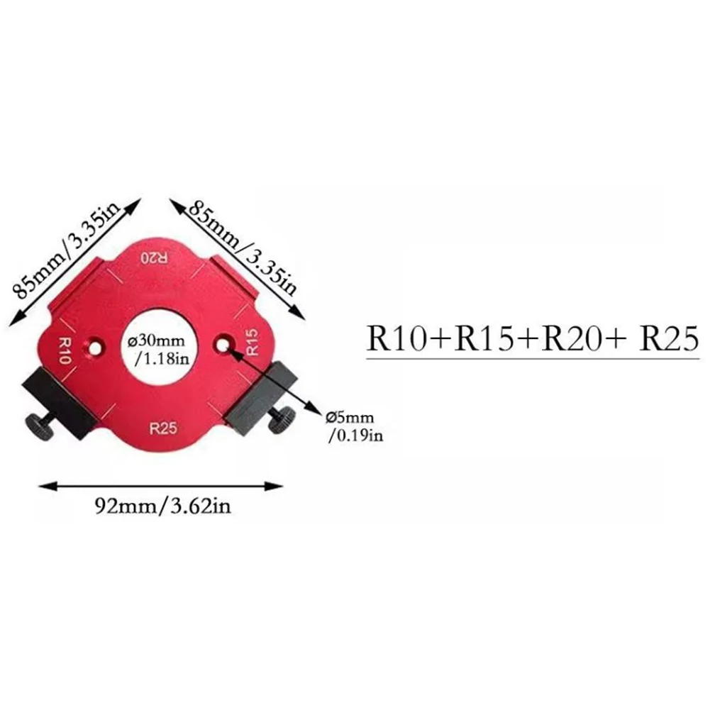 Carpentry Projects 10-25R 92*85*85mm Corner Radius Routing Guide Rounded Corner Router Jig Improves Work Efficiency