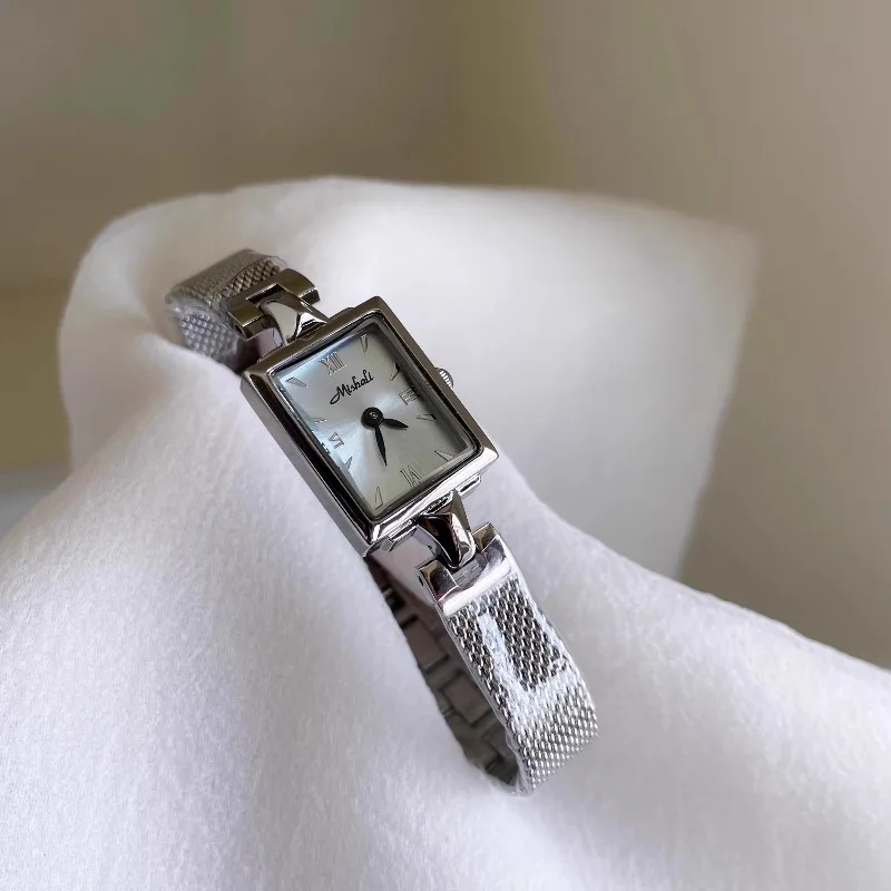 Ice Blue Premium Sense Square Steel Strap Watch Women Workplace Girls Ladies Women's Watches