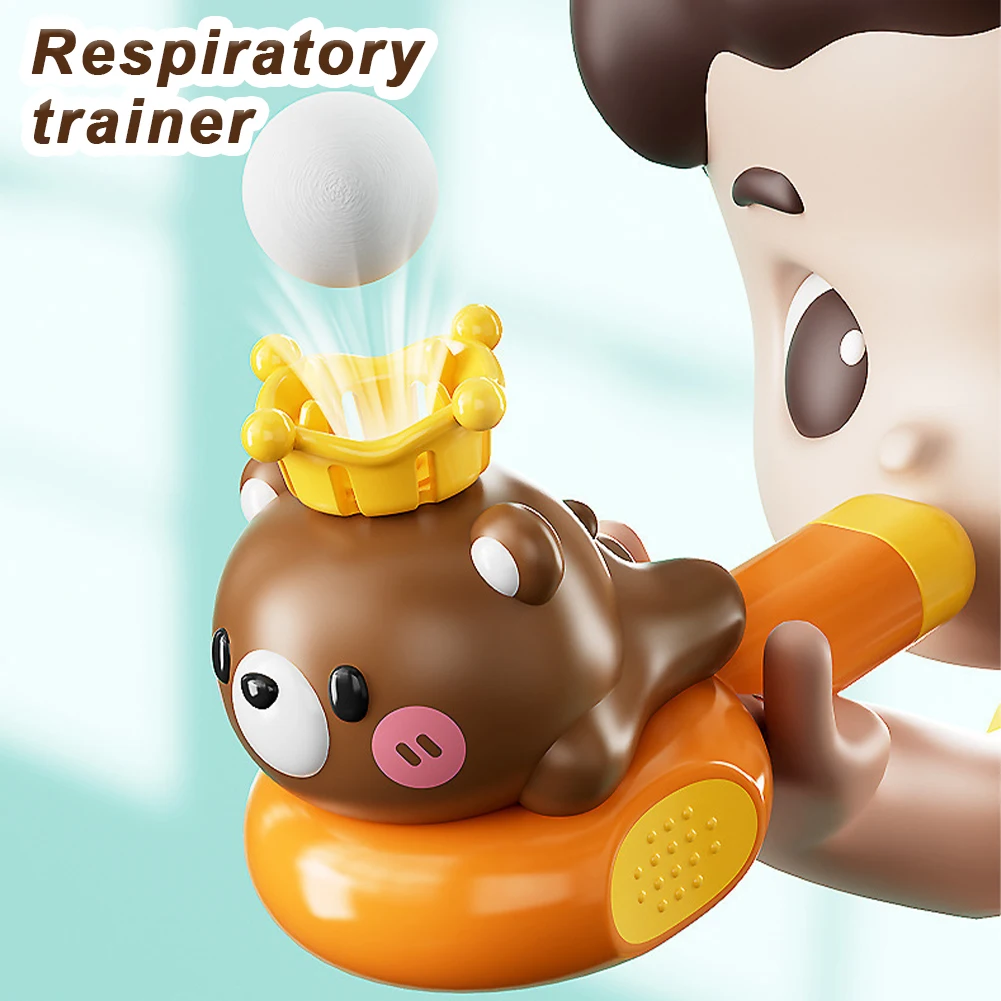 Whale/Bear Children's Blowing Horn Suspended Ball Lung Capacity Boosting Breathing Trainer Creative Stacking Toy