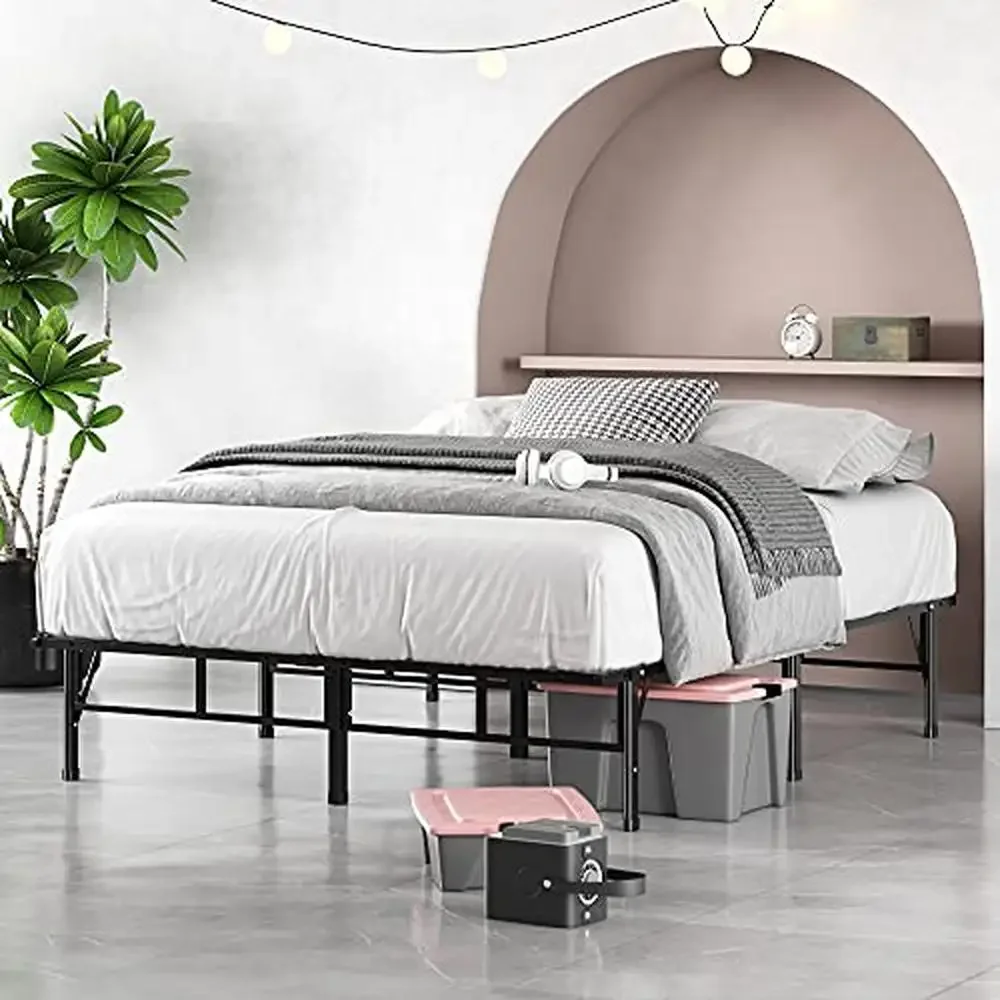 Metal Slats Queen Bed Frame Sturdy Steel Mattress Foundation No Box Spring Needed Easy Assembly Packed Simple Setup ZINUS