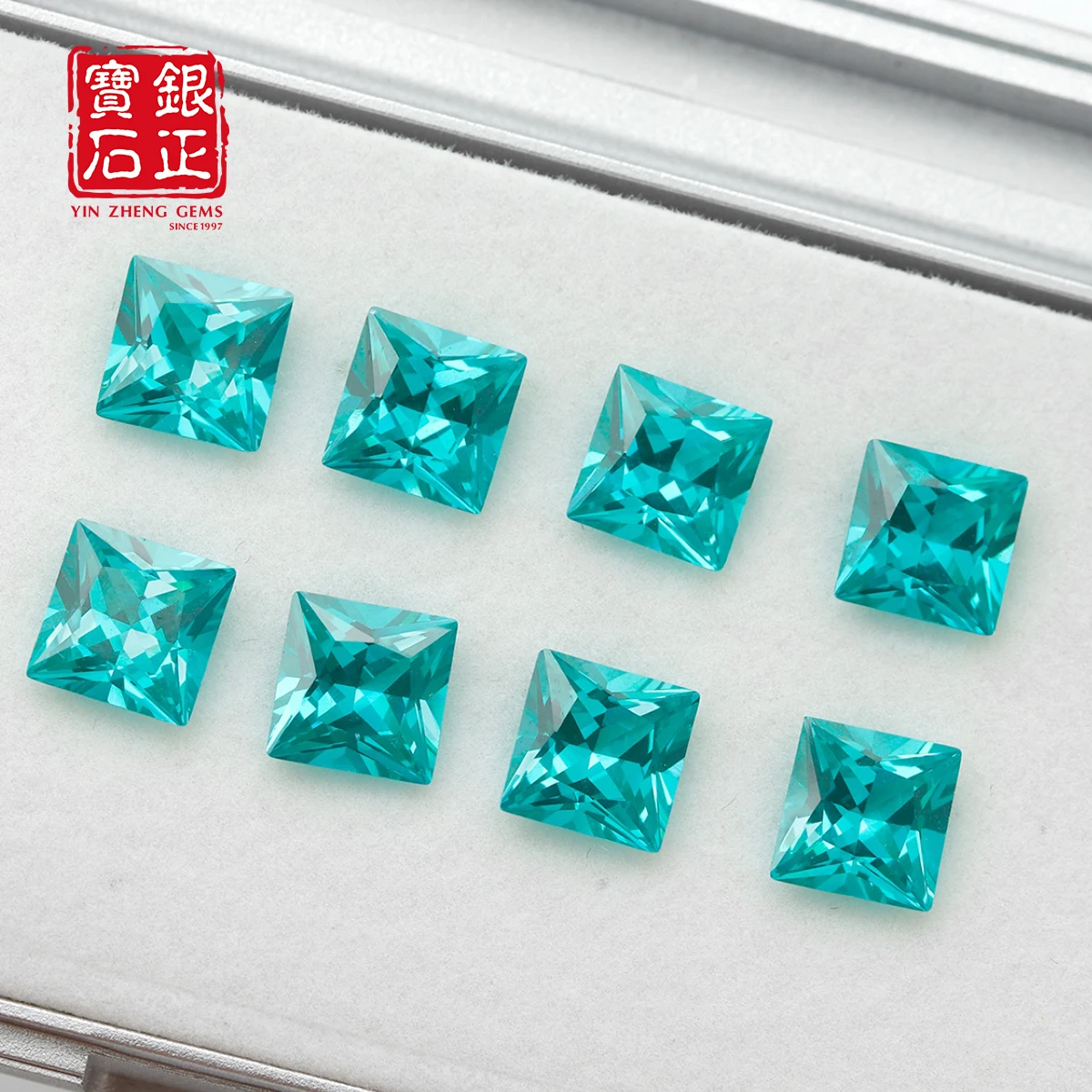 Cultivate Paraiba Yag Flame Melted Square Princess Cut Synthetic With AGL Certifacate Loose Stone Cultivate For Making Jewel