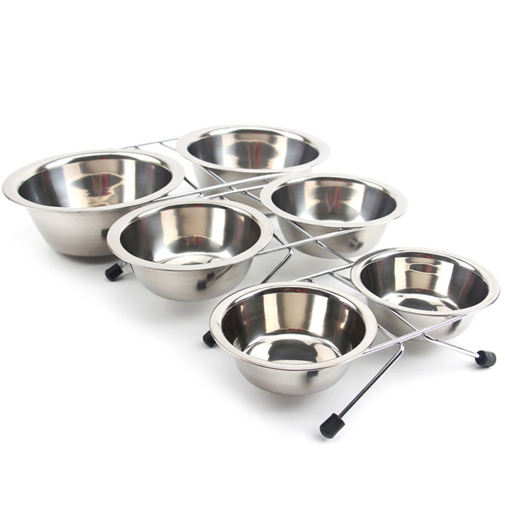 Elevated Dog Bowls Raised Cats Puppy Food Water Bowl Stainless Steel Pet Feeder Double Bowls Dogs Cage Hanging Feeding Dish