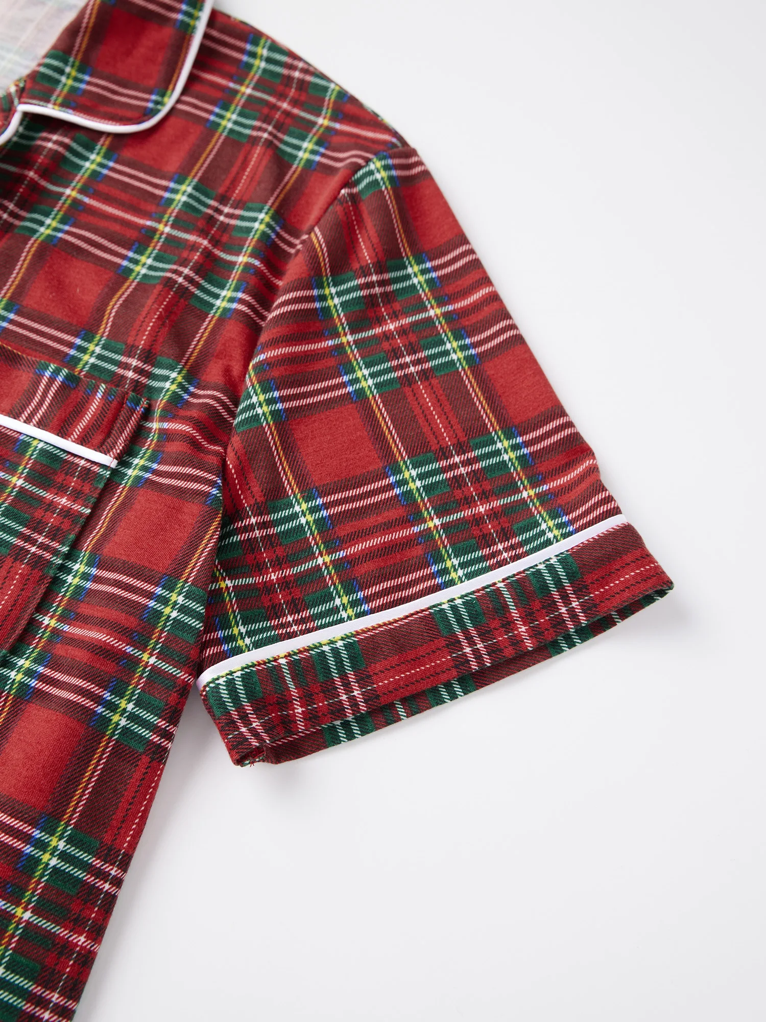 Tops Short Sleeve Pajamas For Family Short Sleeve Plaid Shorts-Set Sleeve Plaid Print Family Short Sleeve Matching Pajamas For