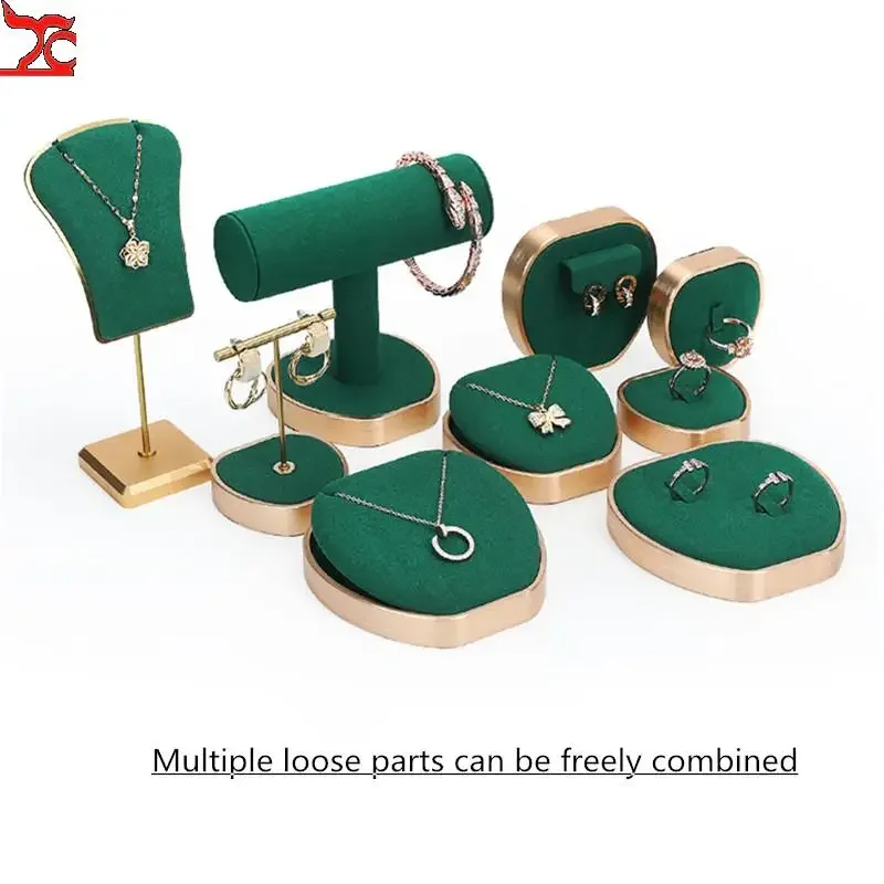 High Grade Green Jewelry Display Rack Earring Bracelet Jewelry Rack Microfiber Jewelry Counter Display Props In Stock