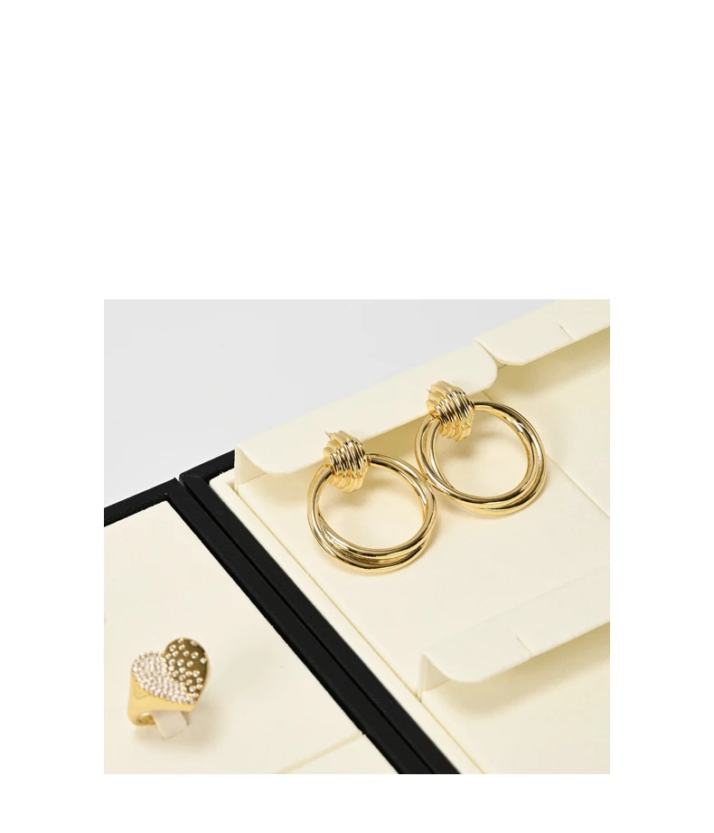 Oirlv Beige Schmuck-Display-Set für Ringe, Ohrringe, Armbänder, Halsketten, Organizer-Tablett aus Leder und Mikrofaser, Ausstellungszubehör für Juweliergeschäfte – Detail 2
