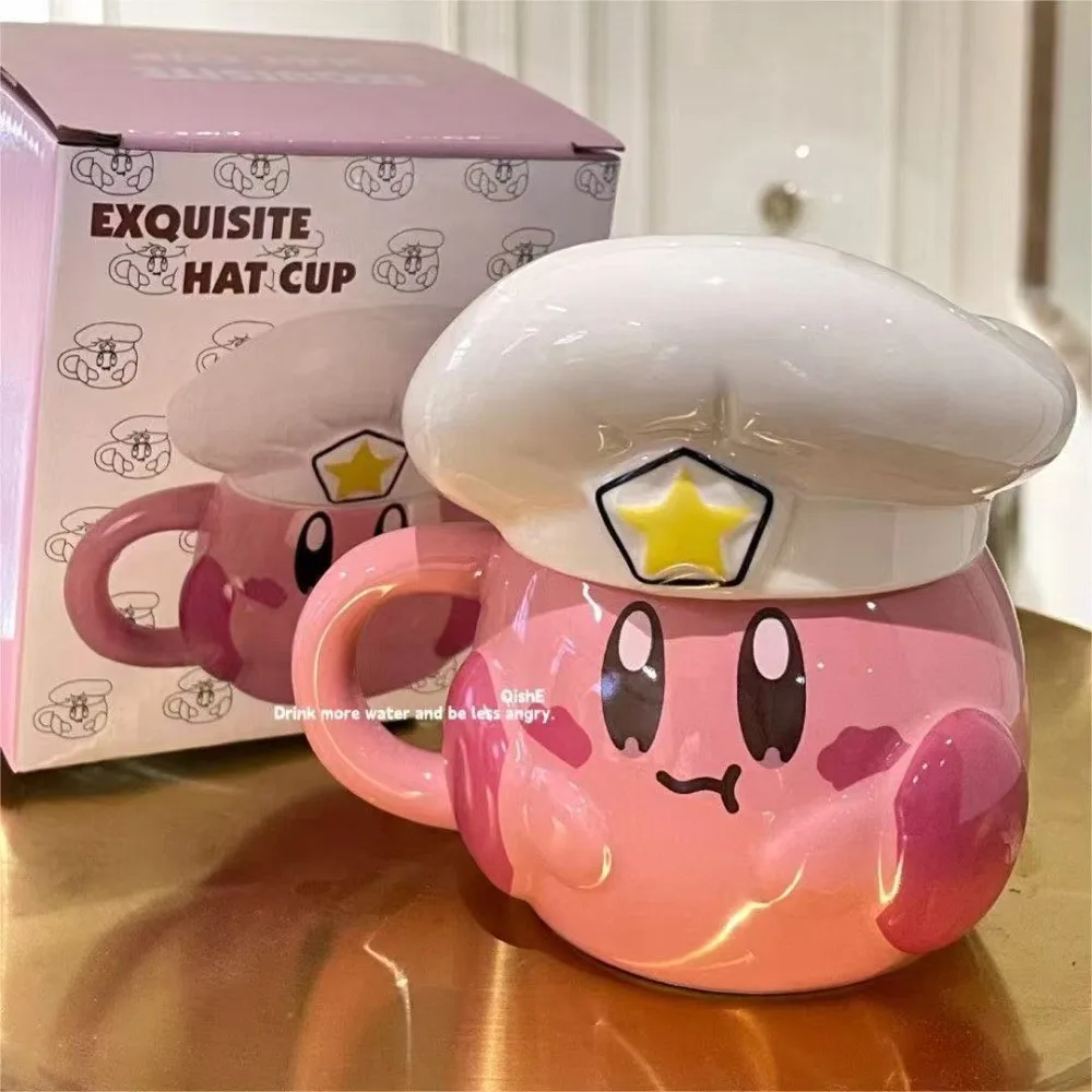

Звезда Кирби 3D Кофейная кружка с крышкой Ins Ретро-стиль Устойчивые к высоким температурам керамические кружки Симпатичные гамбургерные чашки для чая Чашки для молока