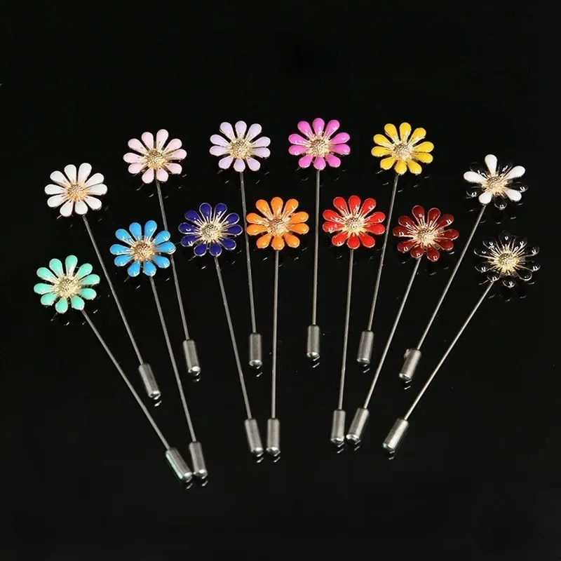 Fashion New Daisy Brooch Sun Flower Long Needle Pin and Brooches for Women Shawl Sweater Lapel Pin Collar Jewelry Accessories