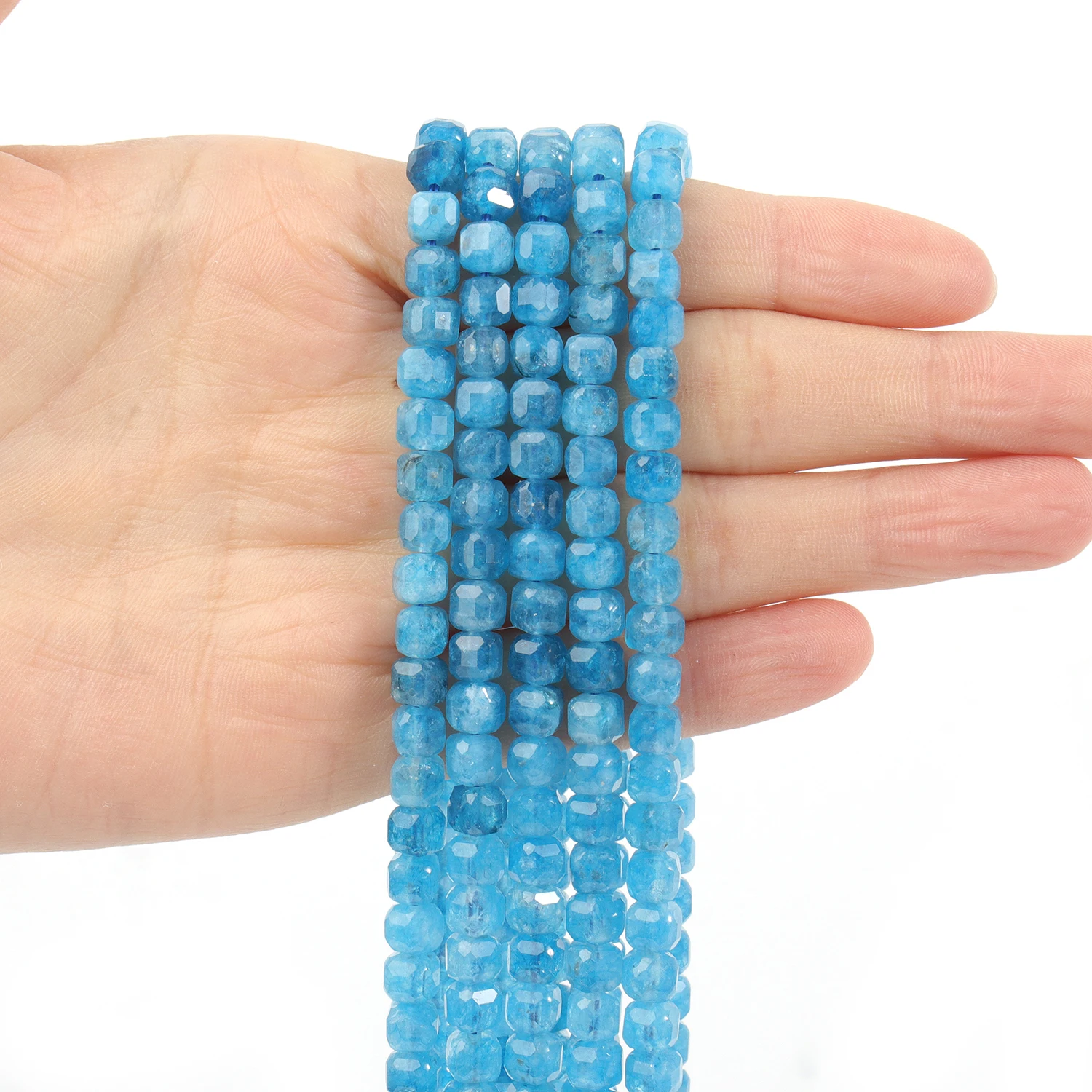 Natural Apatite Gems Beads Faceted 5mm Square Cube Shape Beads for Jewelry Making Diy Bracelet Necklace Beading Accessories