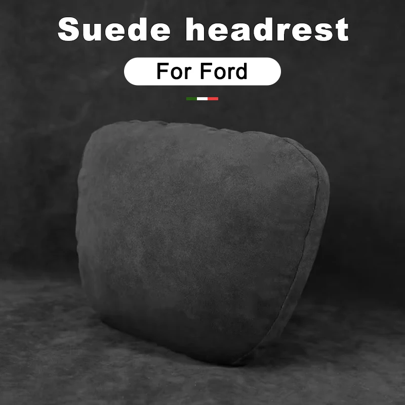 

For Ford Bronco Everest Expedition F-150 Maverick Mustang Ranger Suede Car Neck Rest Pillow - Auto Seat Neck Support Accessory