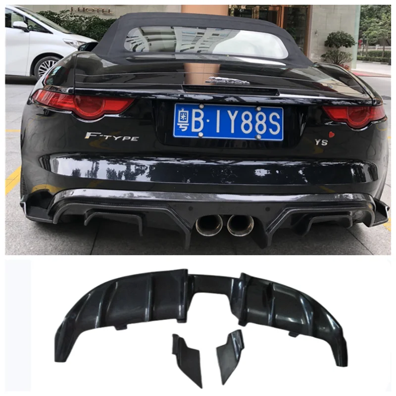 

For Jaguar F-TYPE 2014 2015 2016 2017 2018 2019 Real Car Carbon Fiber Trunk Bumper Rear Lip Diffuser Spoiler Protector Cover