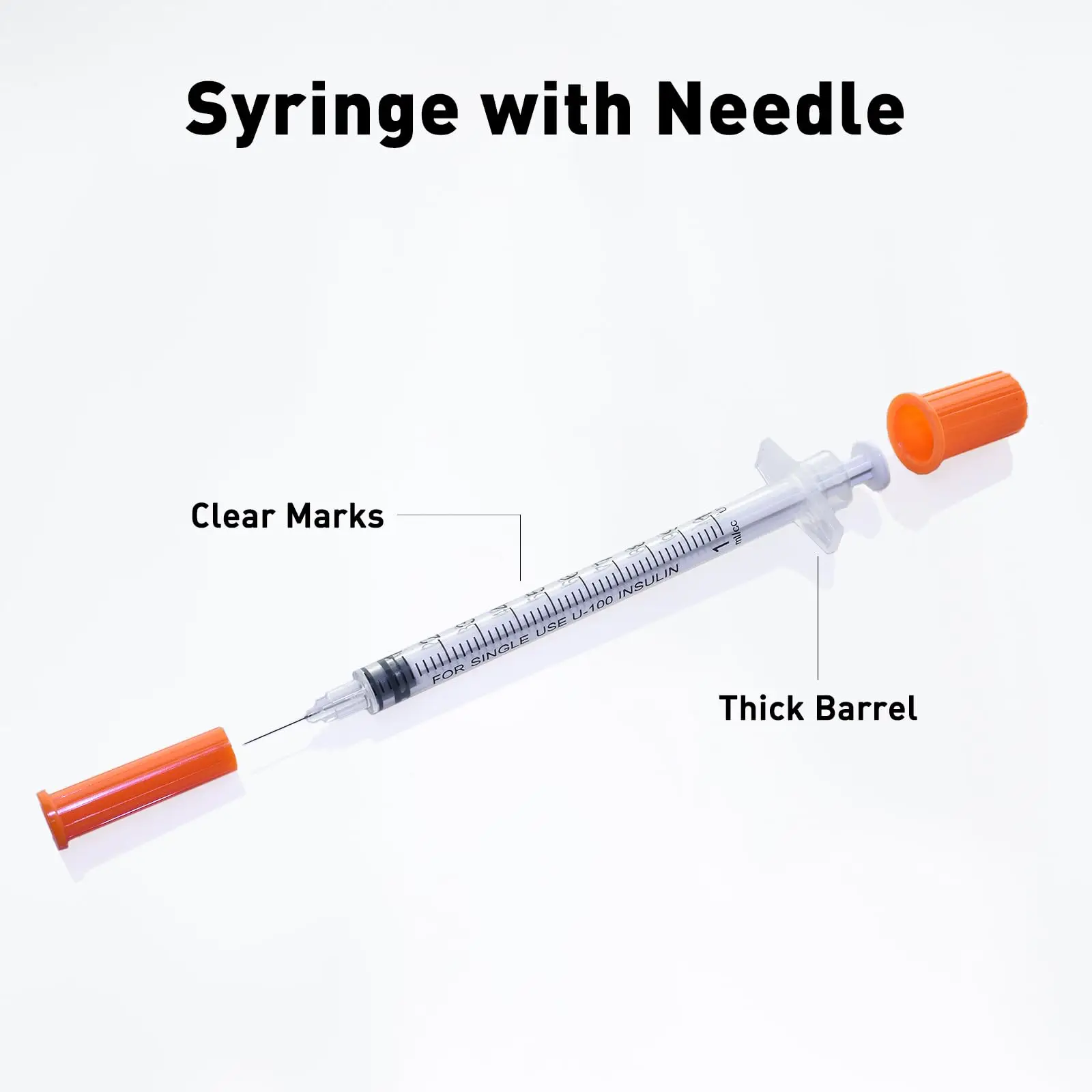 100 pièces/boîte, seringues à insuline stériles jetables de 1 ml avec aiguille 31G 6 mm, emballées individuellement pour la mesure en laboratoire et l'alimentation des animaux
