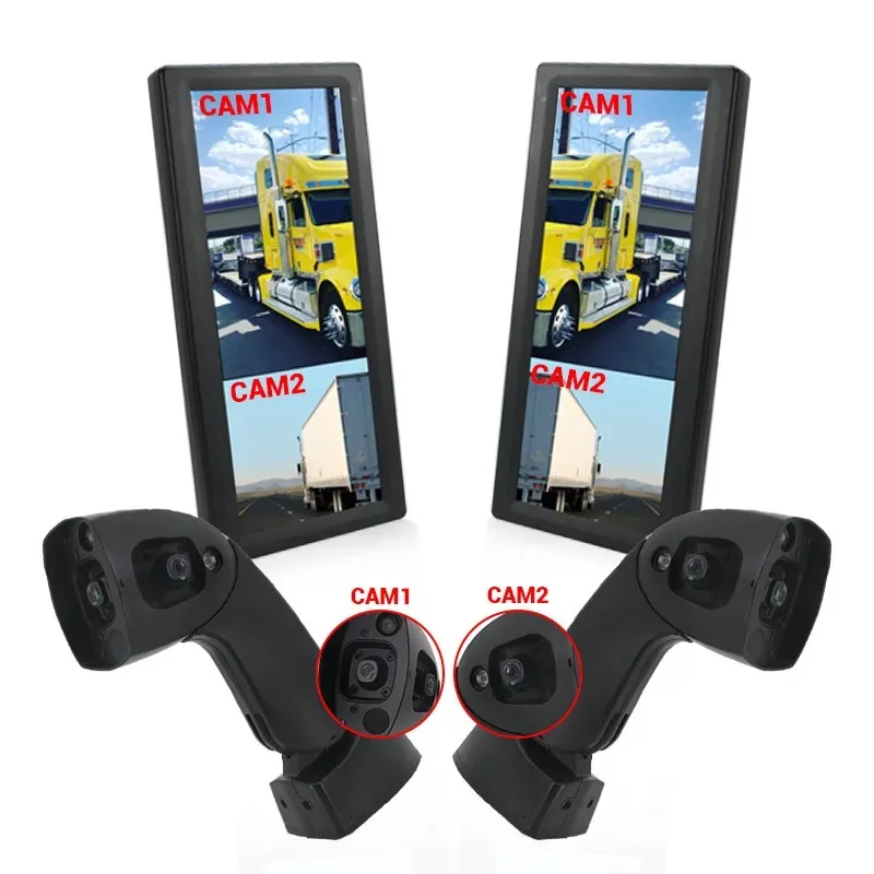 Truck Rear View Monitor System 12.3 Inch IPS Screen 1080P Dual Channel Split Screen Display For Lorry Safety Monitoring