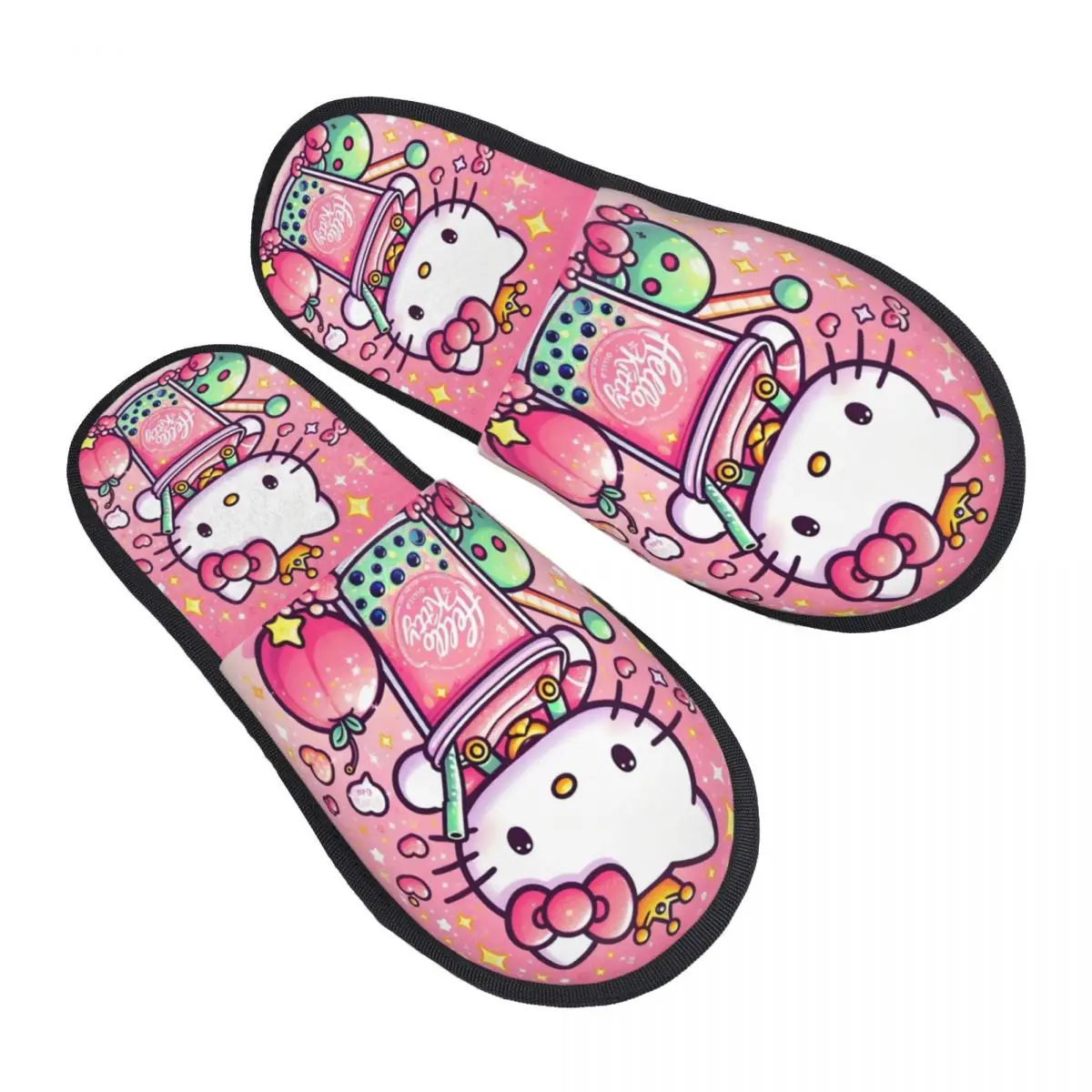 

Пользовательские японские тапочки из пены с эффектом памяти «Hello Kitty», женские уютные теплые милые домашние тапочки в стиле аниме с котом