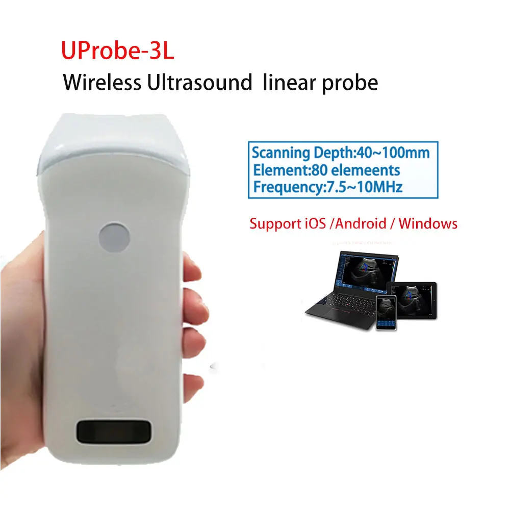 

Wireless Ultrasound Liner Probe 7.5MHz Portable WIFI Ultrasound Scanner Machine Support iOS Android Windows with Suitcase