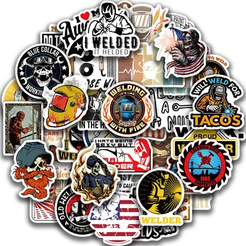 50PCS Mixed Welding Welder Graffiti Stickers For DIY Luggage Skateboard Waterproof DIY Cool Cartoon Decal Sticker Toys Gift