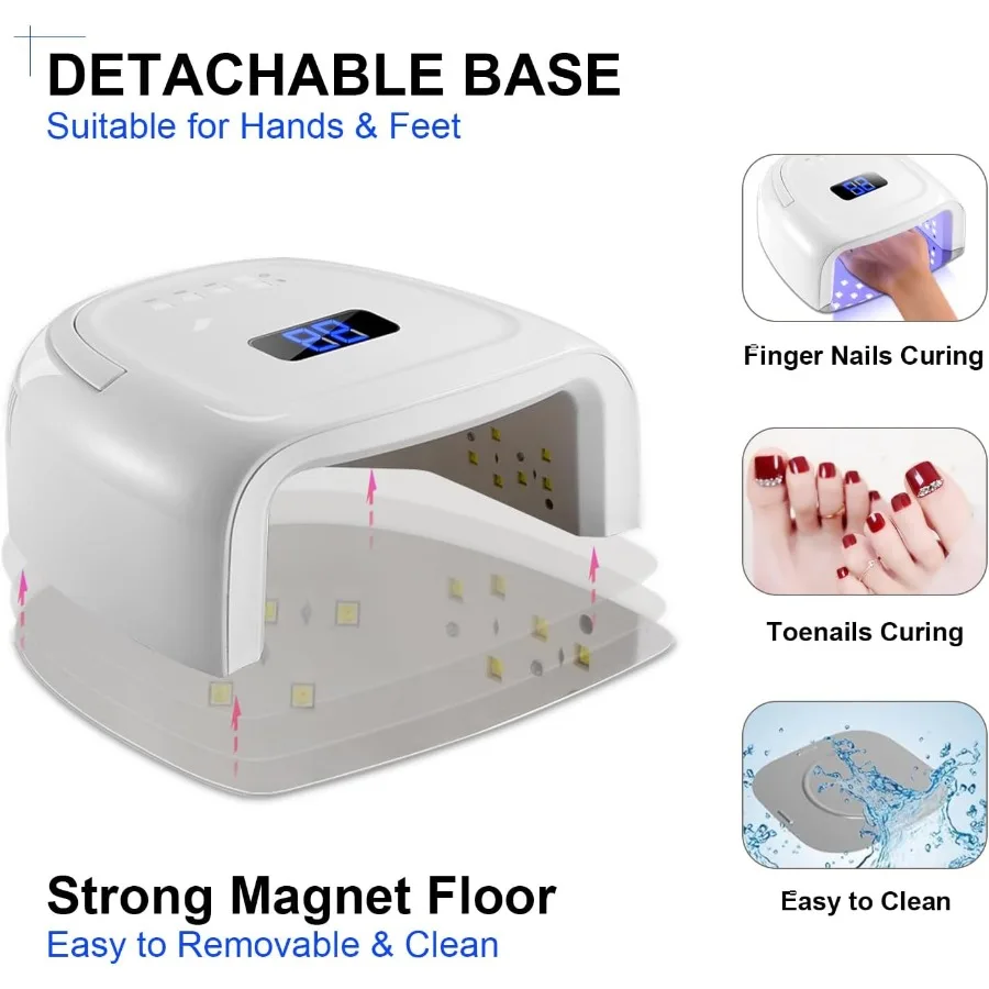 เครื่องอบเล็บยูวีแอลอีดี 60W สำหรับมืออาชีพ แบบชาร์จไฟได้ สำหรับอบเจลยาทาเล็บ แห้งเร็ว พร้อมตั้งเวลา 4 ระดับ