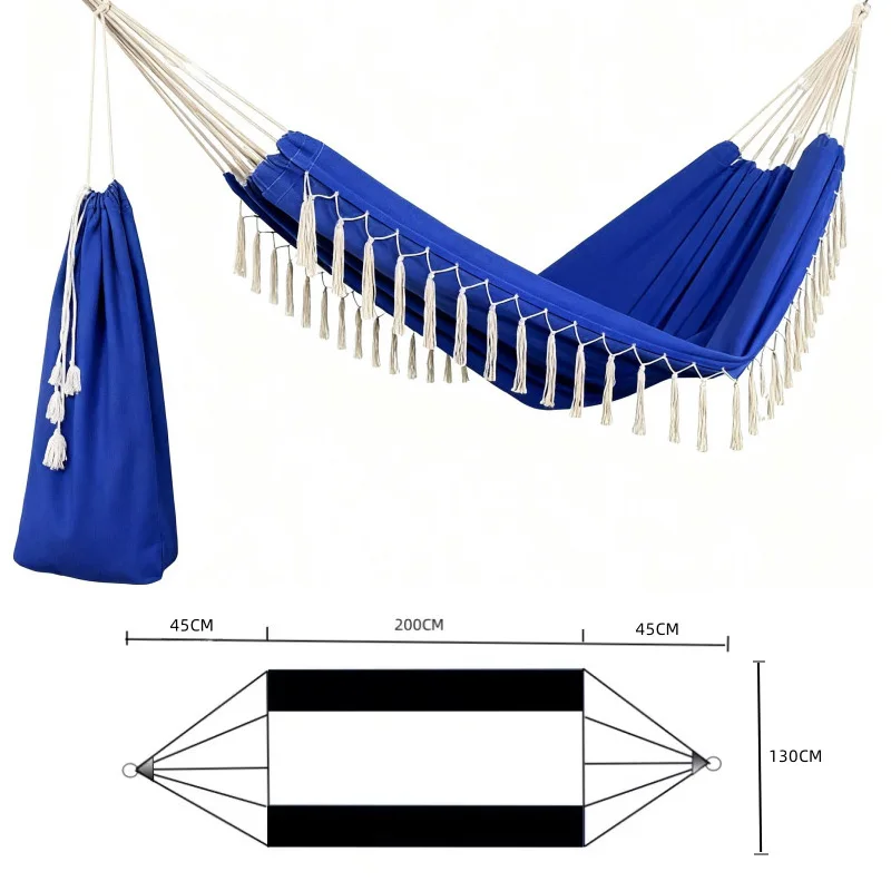 Hanging Single-person Hammock for Outdoor and Indoor Playground, Thick Canvas Swing for Garden Camping, Fringed Rocking Chair