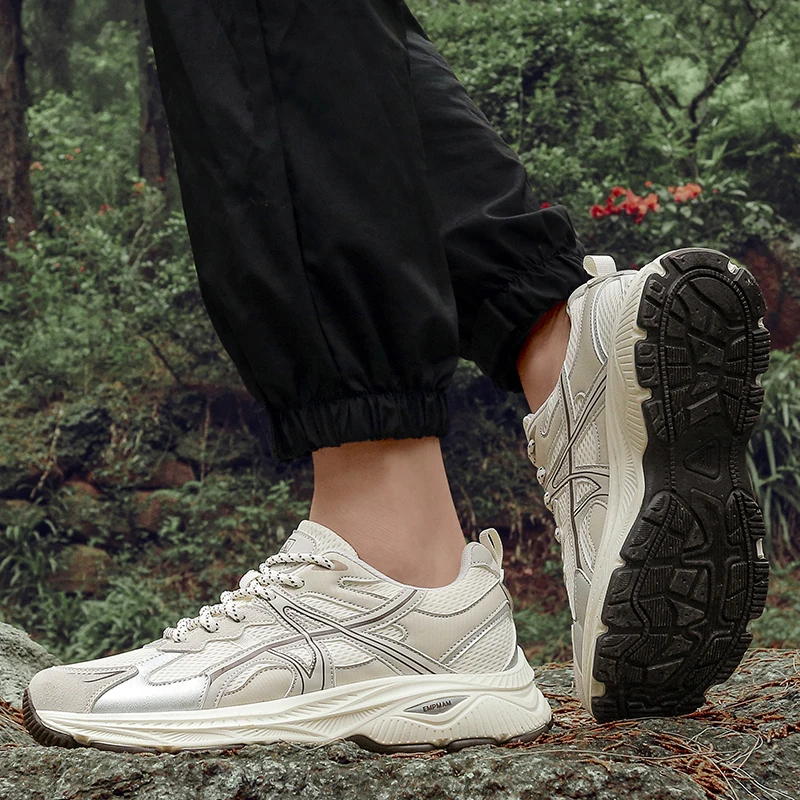 Outdoor Hiking Shoes for Men, Lightweight Trekking Shoes, Breathable Mesh Sneakers, Casual Walking Shoes, Rotating Buckle Design