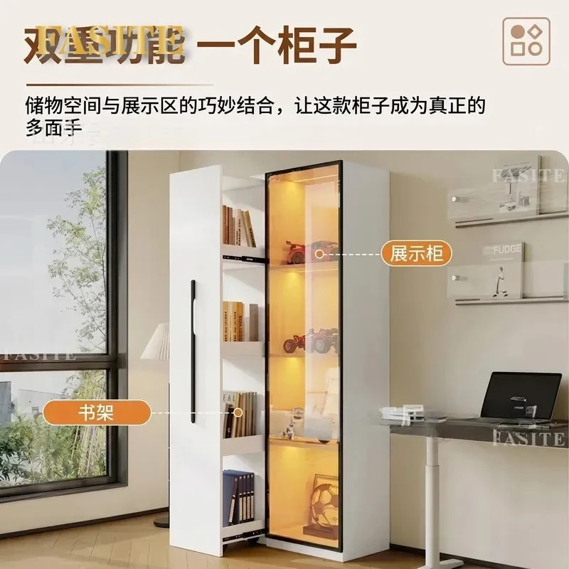 For Simple Glass Door Display Cabinet Household Sliding Wardrobe Hidden Locker Figure Cabinet Living Room Storage Wine