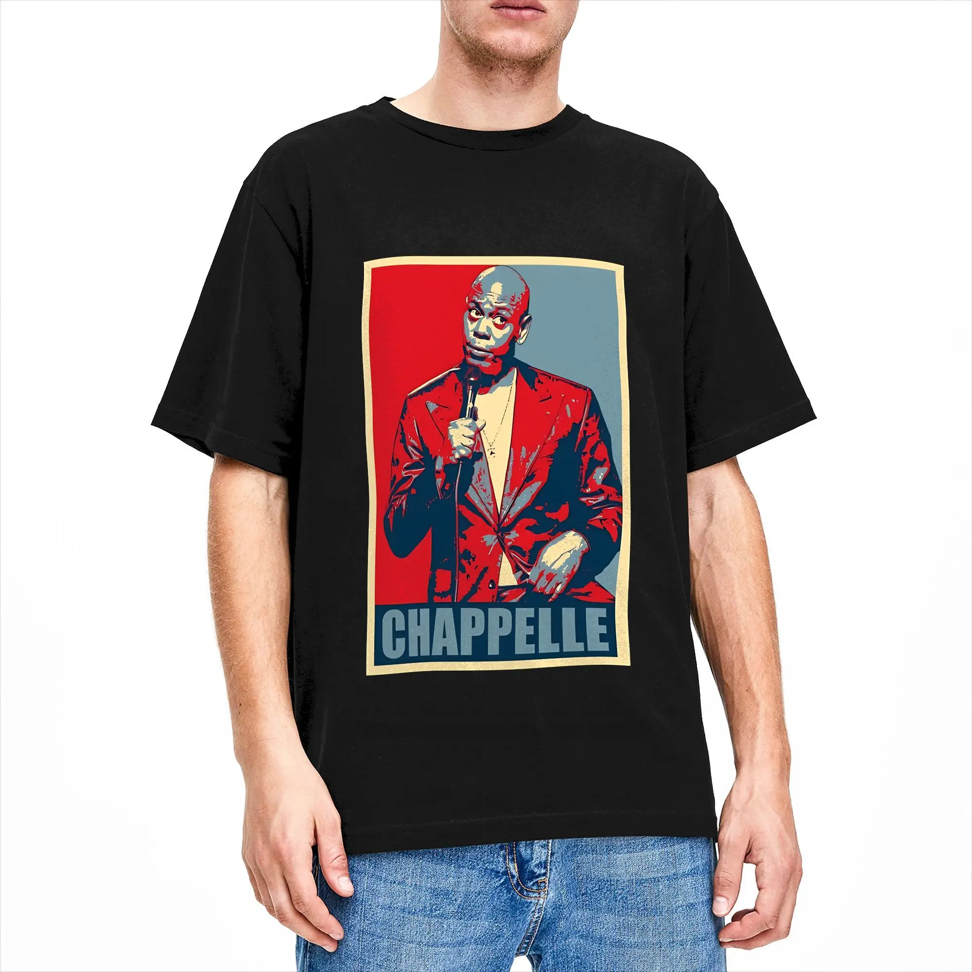Dave Chappelle Oil Painting T Shirts Men Pure Cotton Novelty T-Shirts Round Collar  Tees Short Sleeve Clothing Plus Size