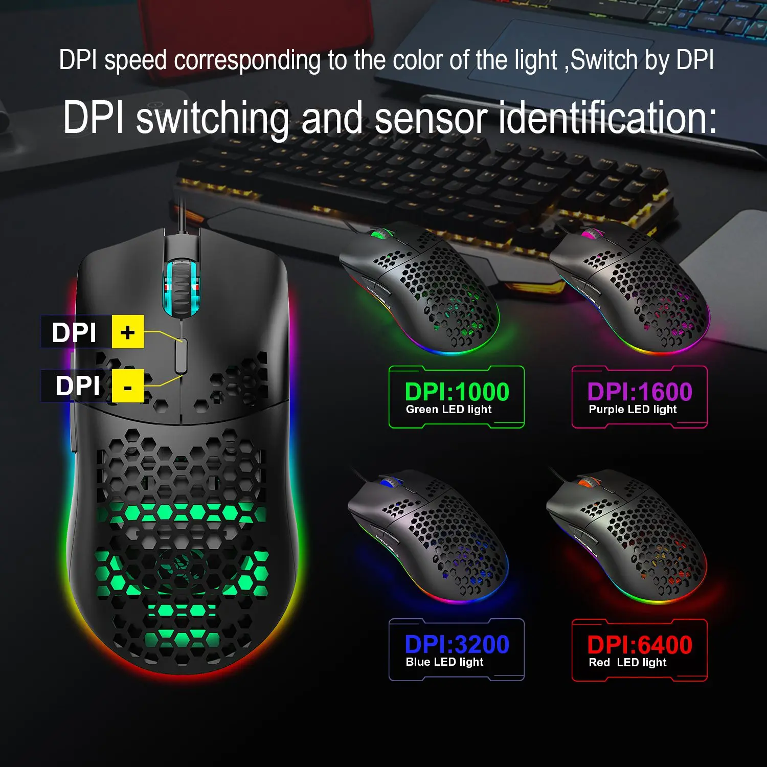 HXSJ-Clavier et souris de jeu RVB à une main avec adaptateur de convertisseur, Chlorfor Xbox One, PS4, PS3 Switch Phone, PUBG Games, 3 en 1