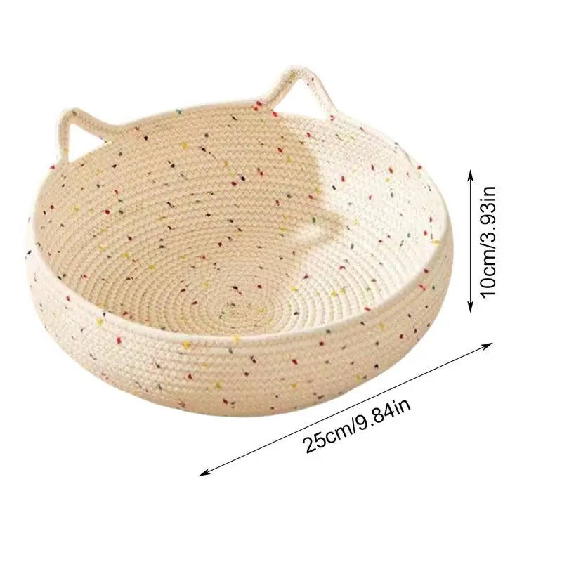 Pet Cat Bed Anti-slip Woven Cat Beds Breathable Kitten Basket Washable Cotton Rope Cat Scratching Baskets For Cats Small Dogs