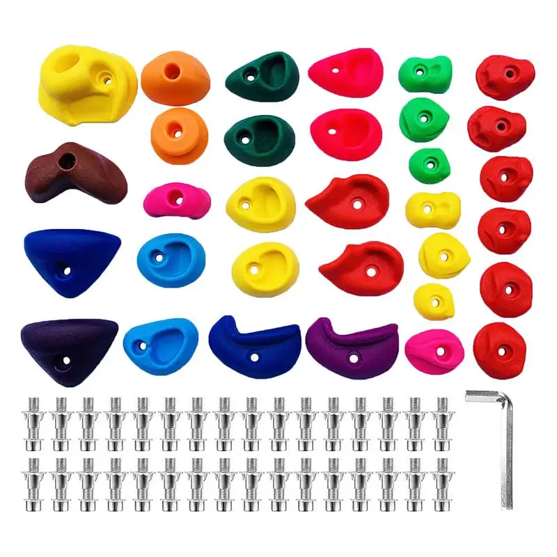 Rock Climbing Holds For Kids 32PCS Multi Size Colorful Climbing Holds For Kids Sturdy Rock Climbing Playground Equipment For