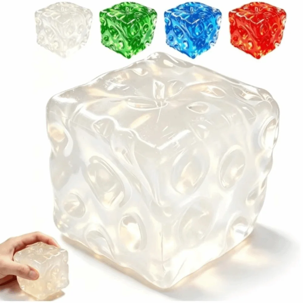 Slow Rebound Cheese Pinch Soft and Stretchy Cheese Shaped Cheese Cube Stress Ball Transparent Filling ASMR Sensory Stress