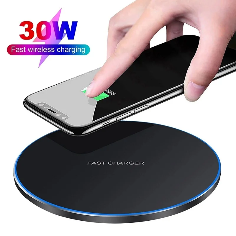

30W Wireless Quick Charge QC 3.0 Charger Pad For IPhone 16 15 14 13 Pro Max Plus Induction Fast Wireless Phone Charging Station