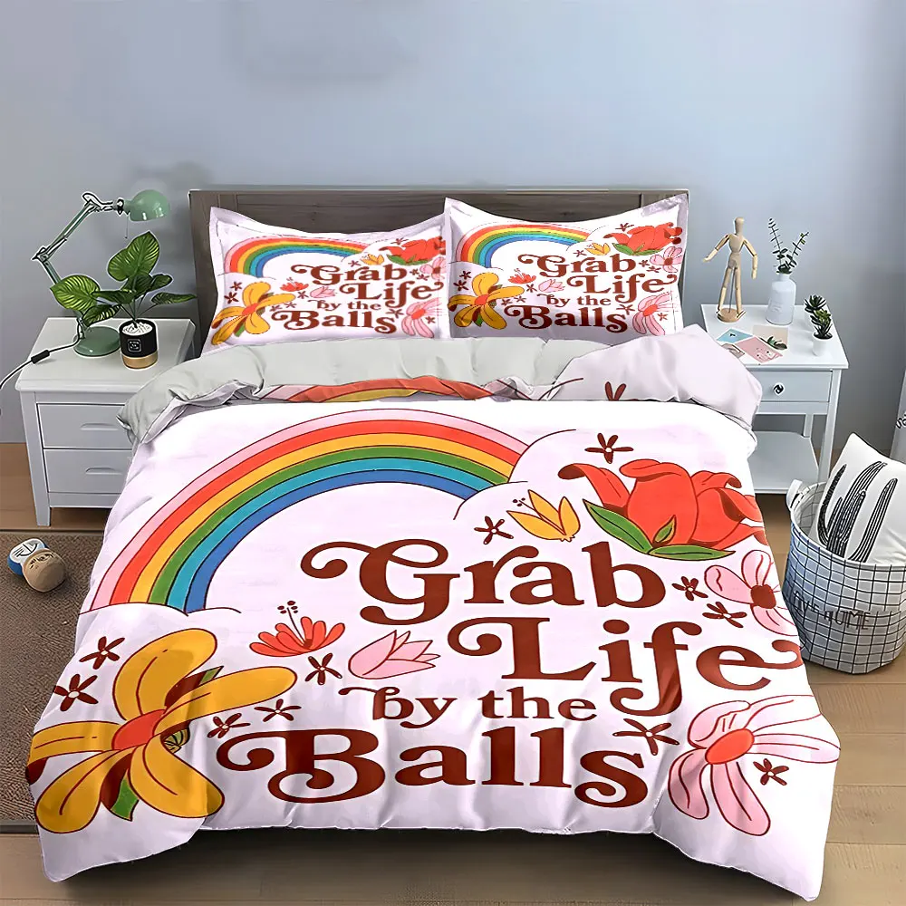 Colorful Motivational Decor Set Bedding Set with 1 Duvet Cover 2 Pillowcases Single Double King Queen, Gift