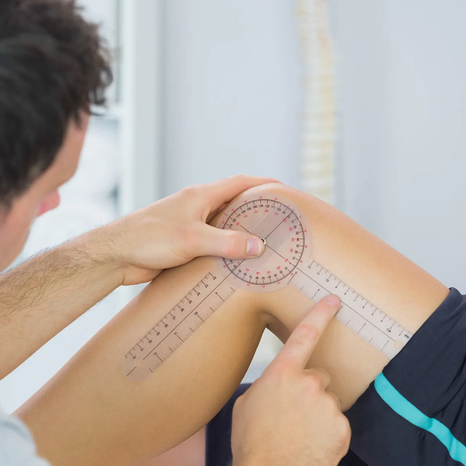 6-teiliges medizinisches Goniometer-Set aus Kunststoff, 360-Grad-Winkellineal für Gelenkvermessung, Physiotherapie, Wirbelsäuleneinschätzung, transparent