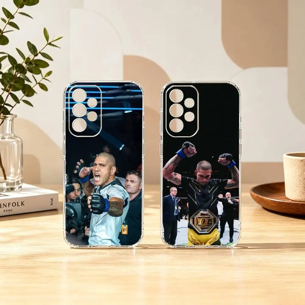 Capa Transparente para Celular Fighter Alex Pereira Chama para Samsung S25, S24, S21, S22, S23, S30, Ultra, S20, Plus, Fe