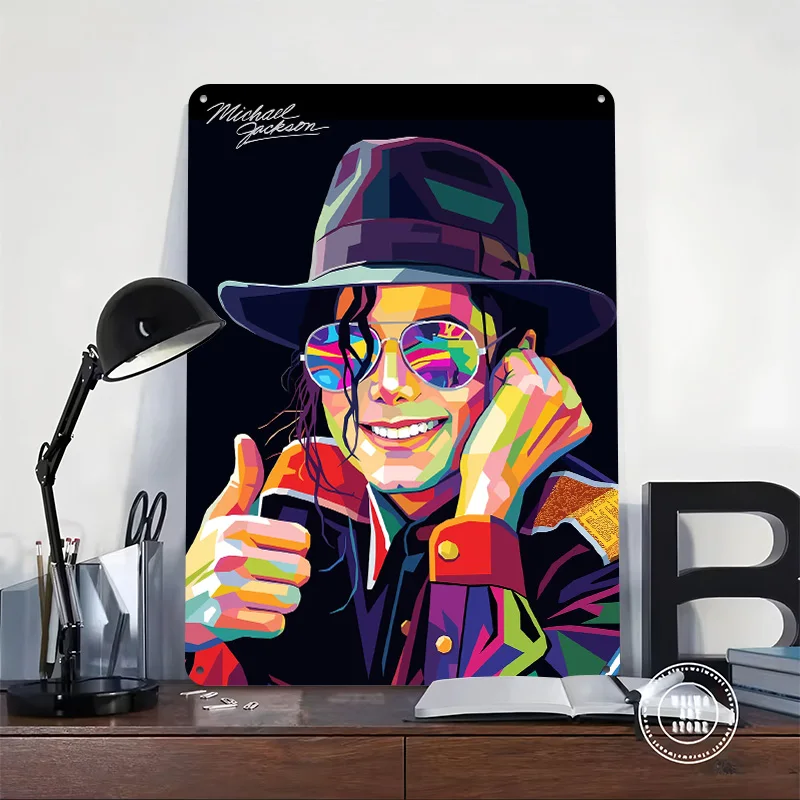 Michael Jackson Pop Art Portrait Personalized 3D Textured Metal Poster Wall Art Tinplate Sign for Garage Accessories Funny Signs
