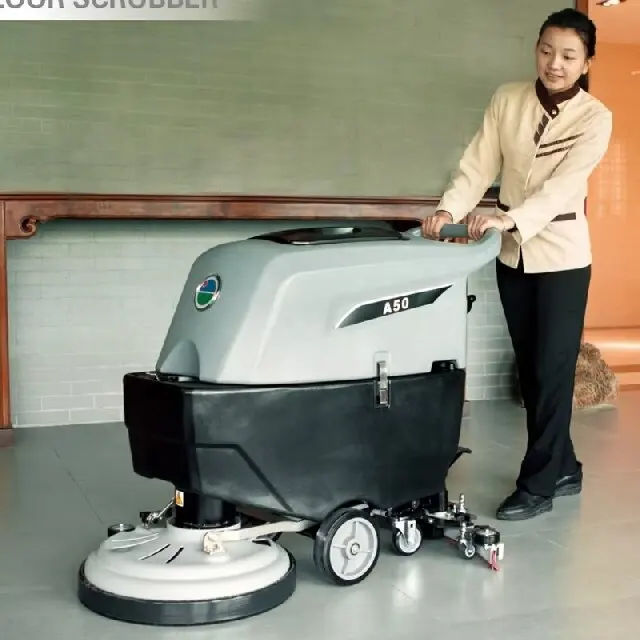 A50 Factory Price Industrial Cleaner Machine Floor Scrubbers 2024 Compact Battery Type Electric Hand Floor Scrubber For Scrubber