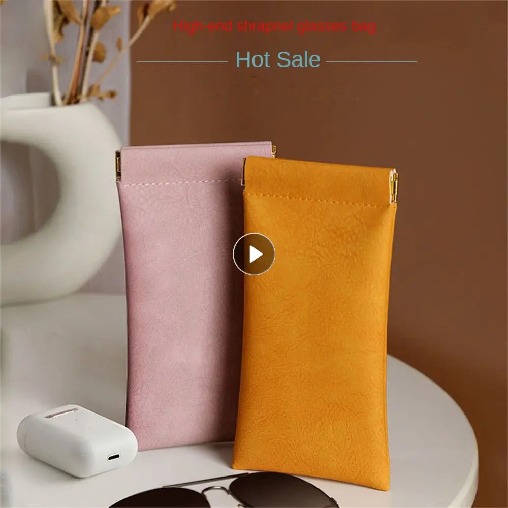 Glasses Case Texture Comfortable Pvc Leather 18×9cm Storage Bags Glasses Bag Shrapnel Mouth Automatic Closed Durable Cortex