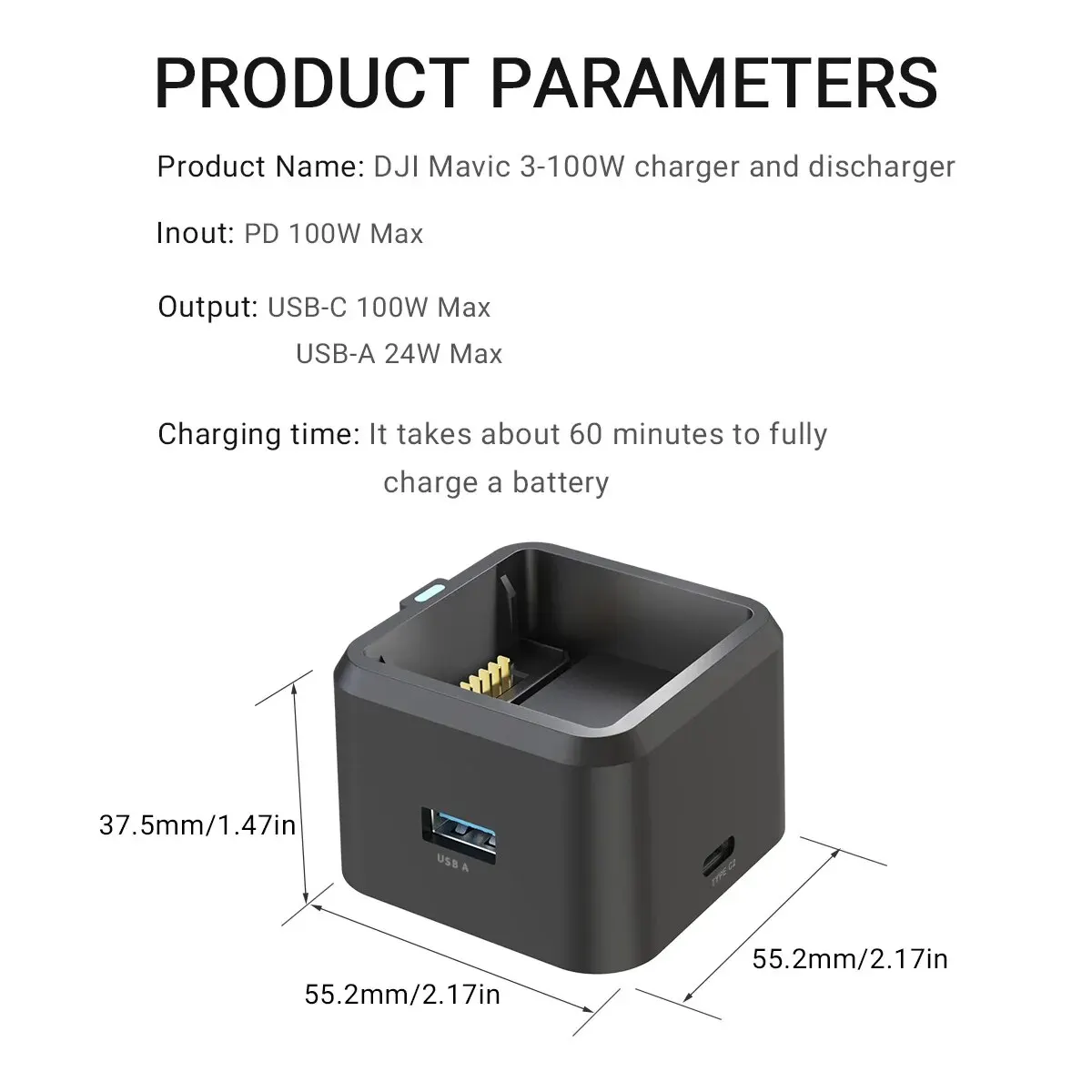 DJI Mavic 3 Battery Charging Hub USB-C Power Adapter 100W Fast Charger for Intelligent Flight Battery Accessory for Drone