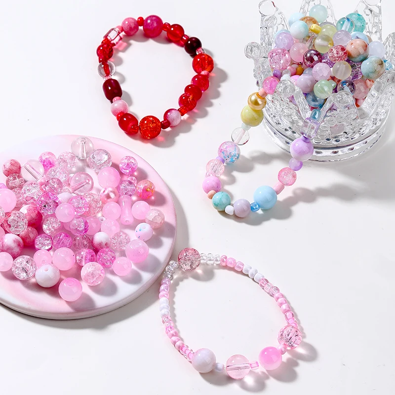 50g Assorted Glass Beads for Jewelry Making 2-10mm Colorful Crystal Beads for Bracelets Earrings Necklaces Crafts Making DIY Art